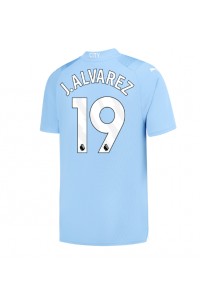 Fotbalové Dres Manchester City Julian Alvarez #19 Domácí Oblečení 2023-24 Krátký Rukáv